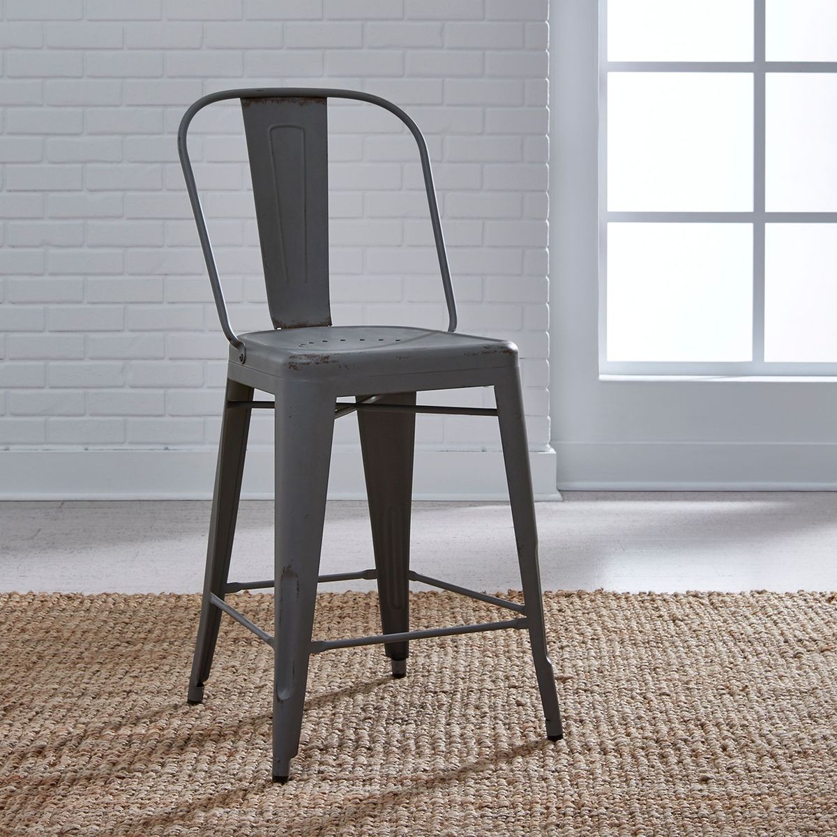 Liberty Furniture Vintage Series Bow Back Counter Chair in Grey (Set of 2)