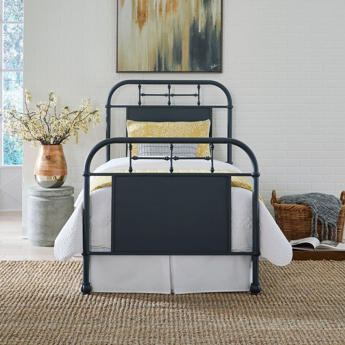 Liberty Furniture Vintage Series Twin Metal Bed in Navy