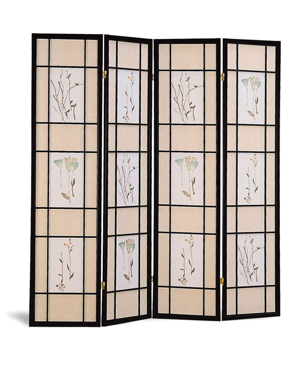 Catabella 4-panel Floral Print Folding Screen Multi-color
