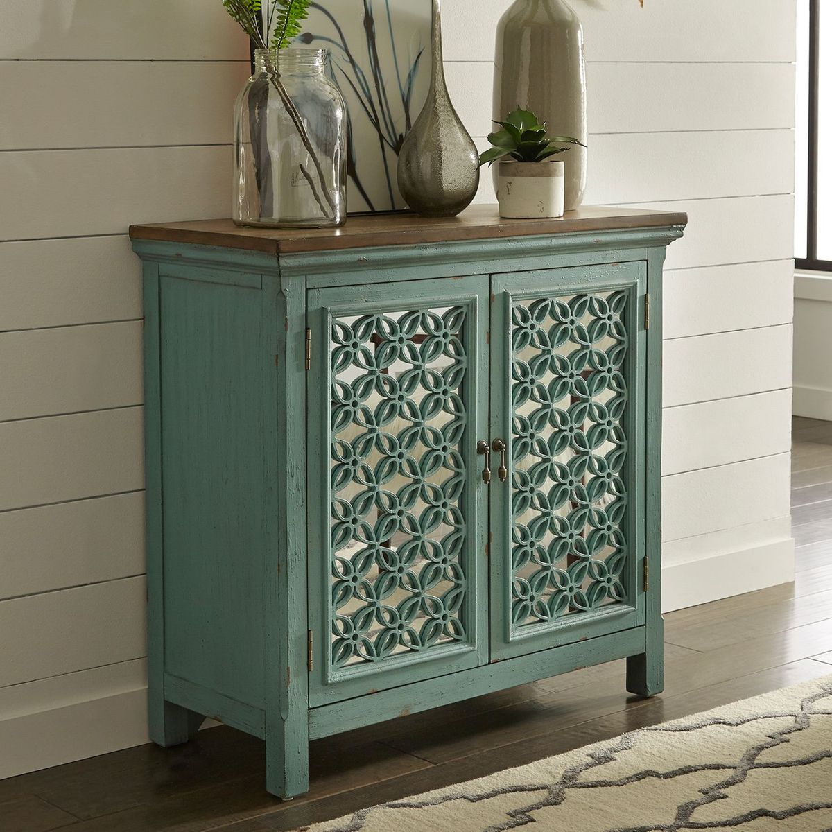 Liberty Furniture Kensington 2 Door Accent Cabinet in Turquoise