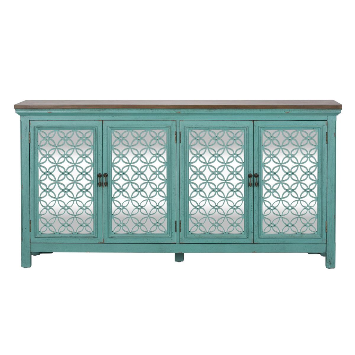 Liberty Furniture Kensington 4 Door Accent Cabinet in Turquoise image