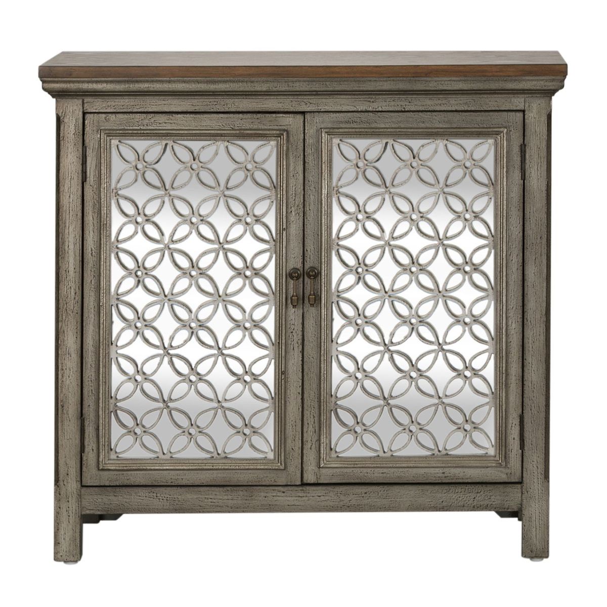 Liberty Furniture Westridge 2 Door Accent Cabinet in Wire Brushed Gray and White image