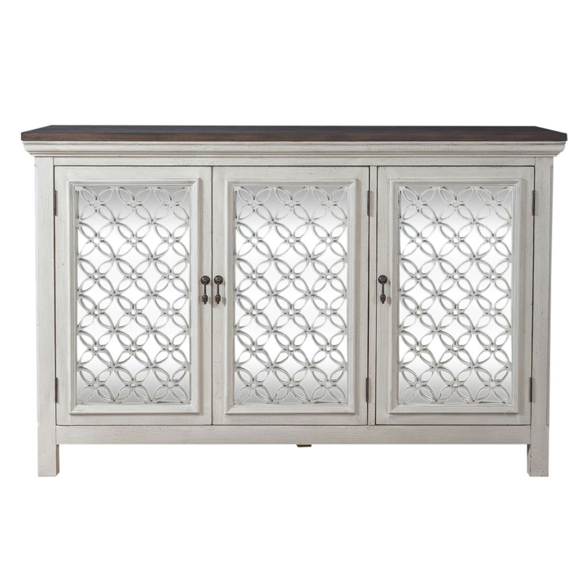 Liberty Furniture Westridge 3 Door Accent Cabinet in Wire Brushed Gray and White image