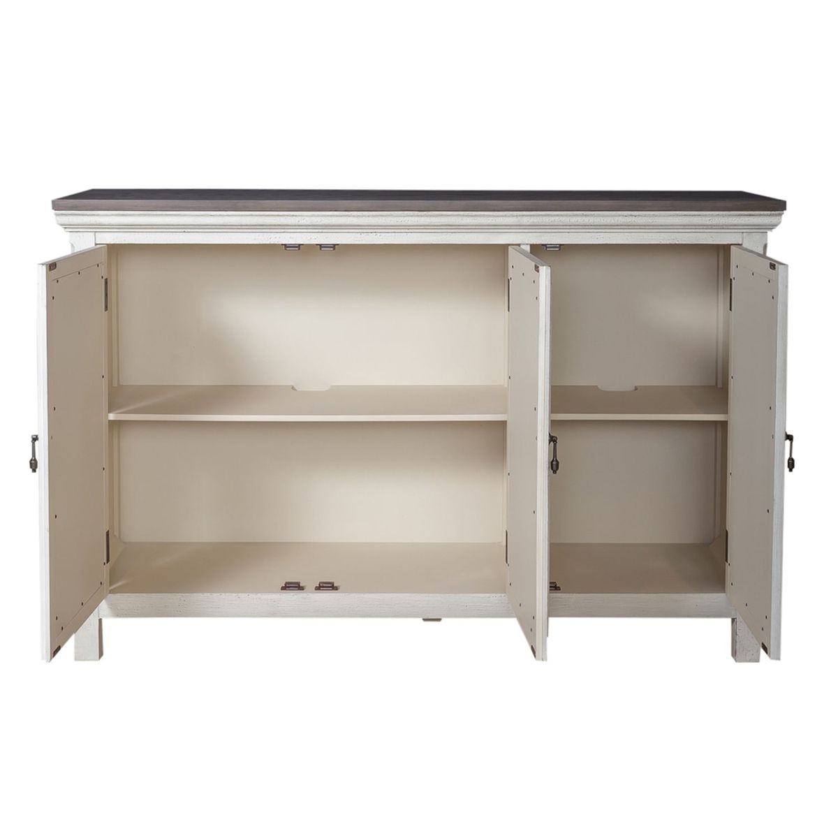 Liberty Furniture Westridge 3 Door Accent Cabinet in Wire Brushed Gray and White