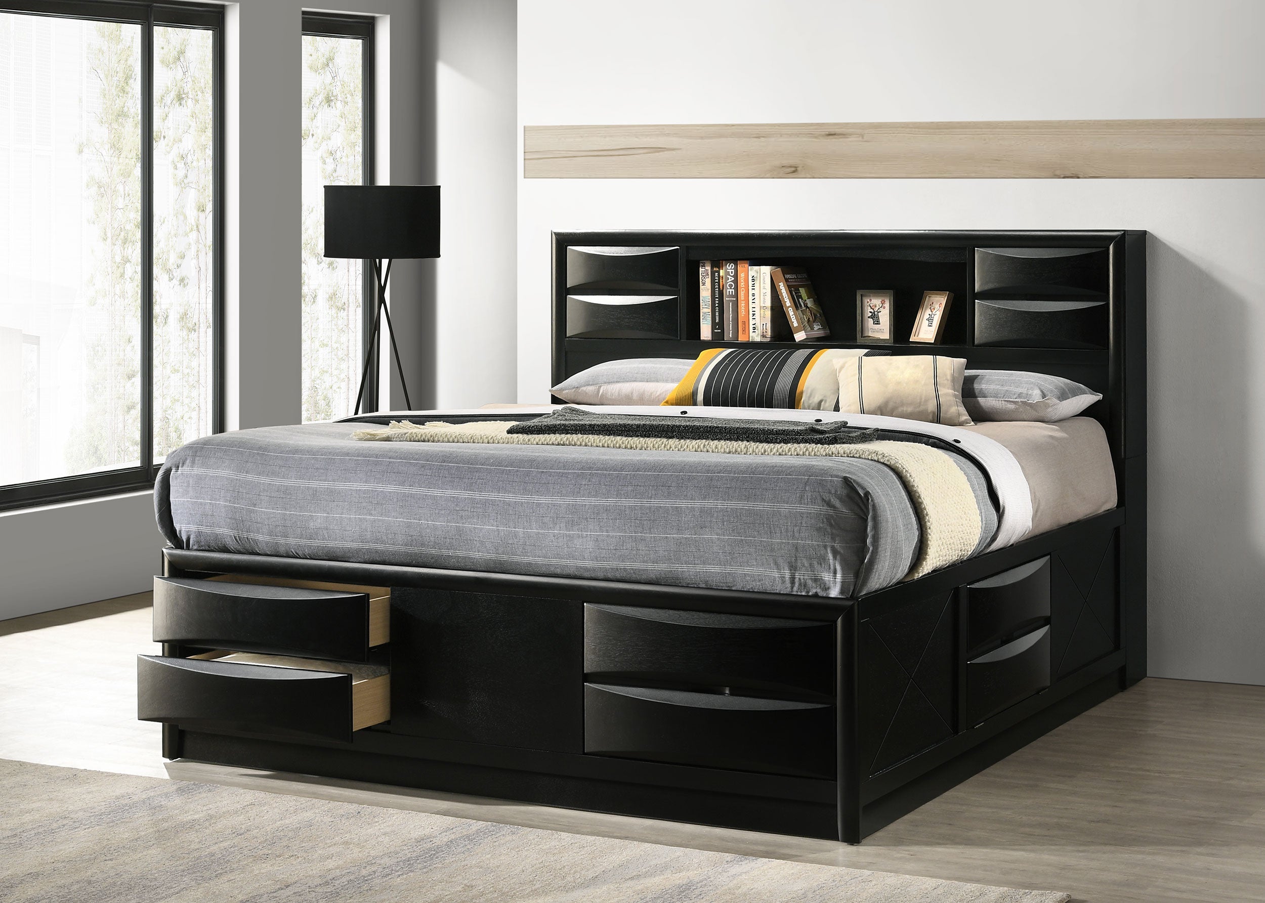 Briana Bookcase Platform Storage Bed