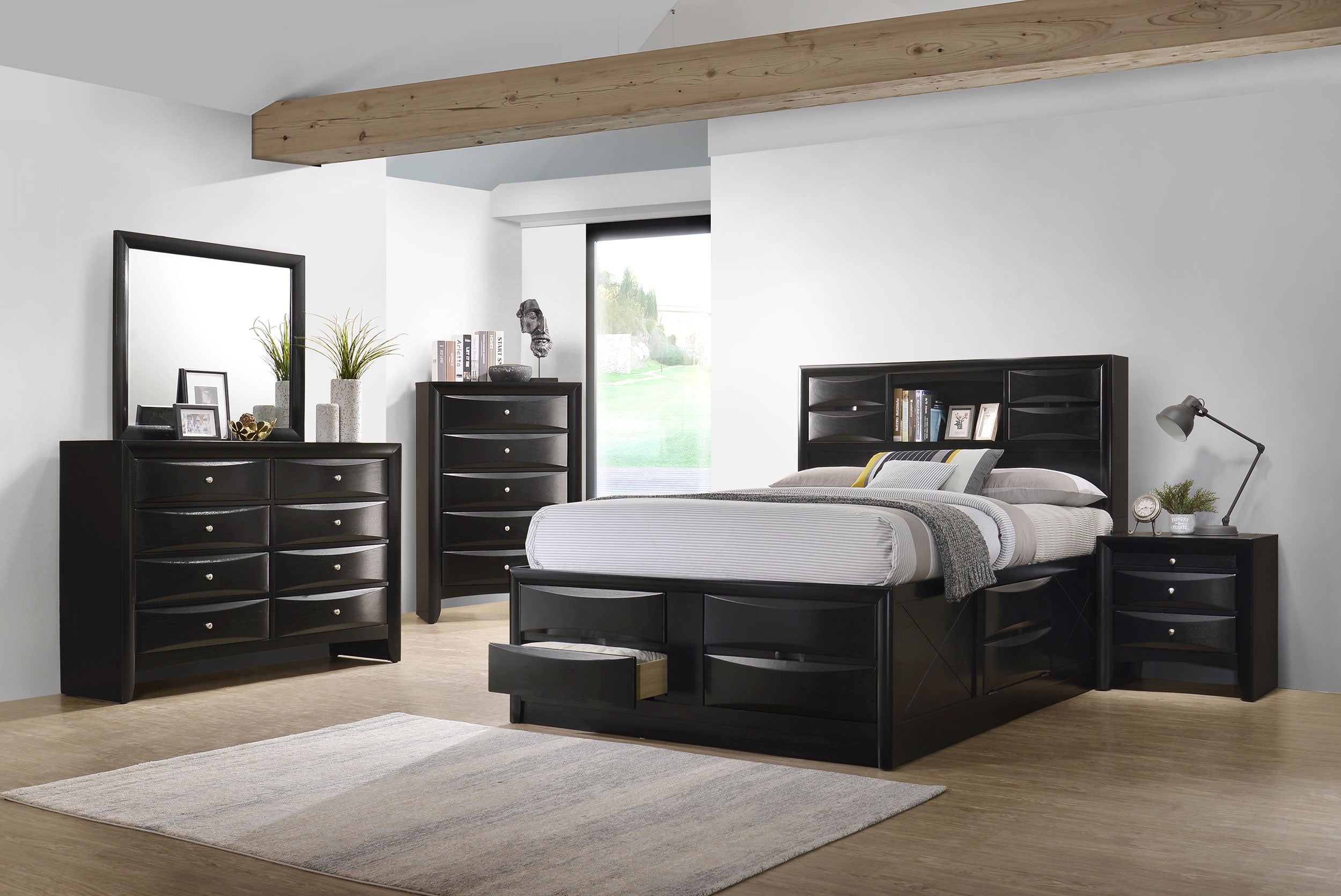 Briana Bookcase Platform Storage Bed