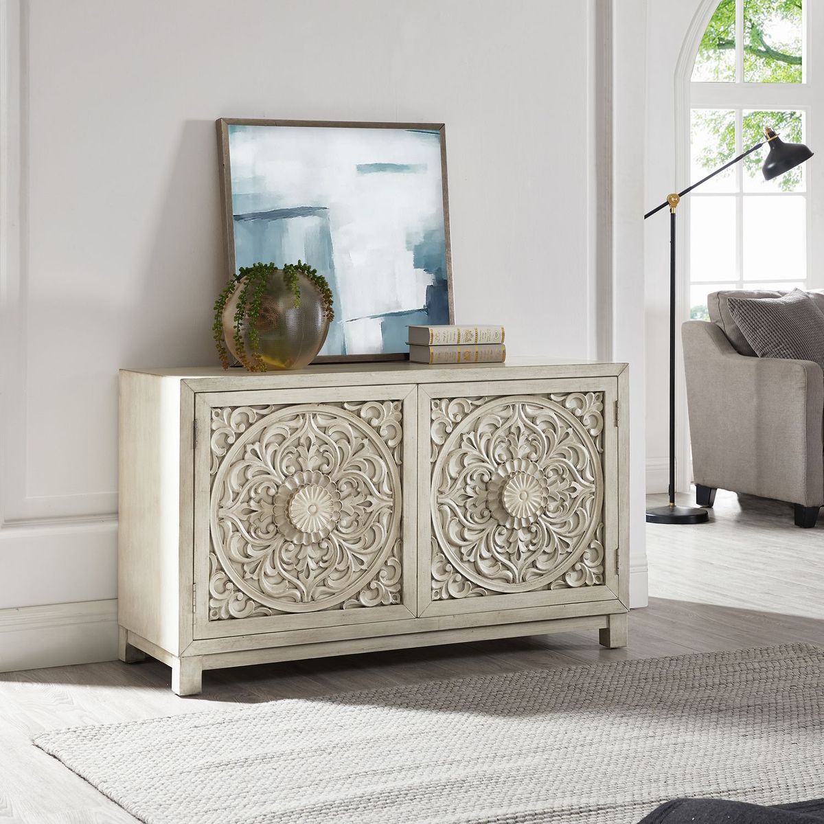 Liberty Furniture Sundance 2 Door Accent Cabinet in Antique Linen image
