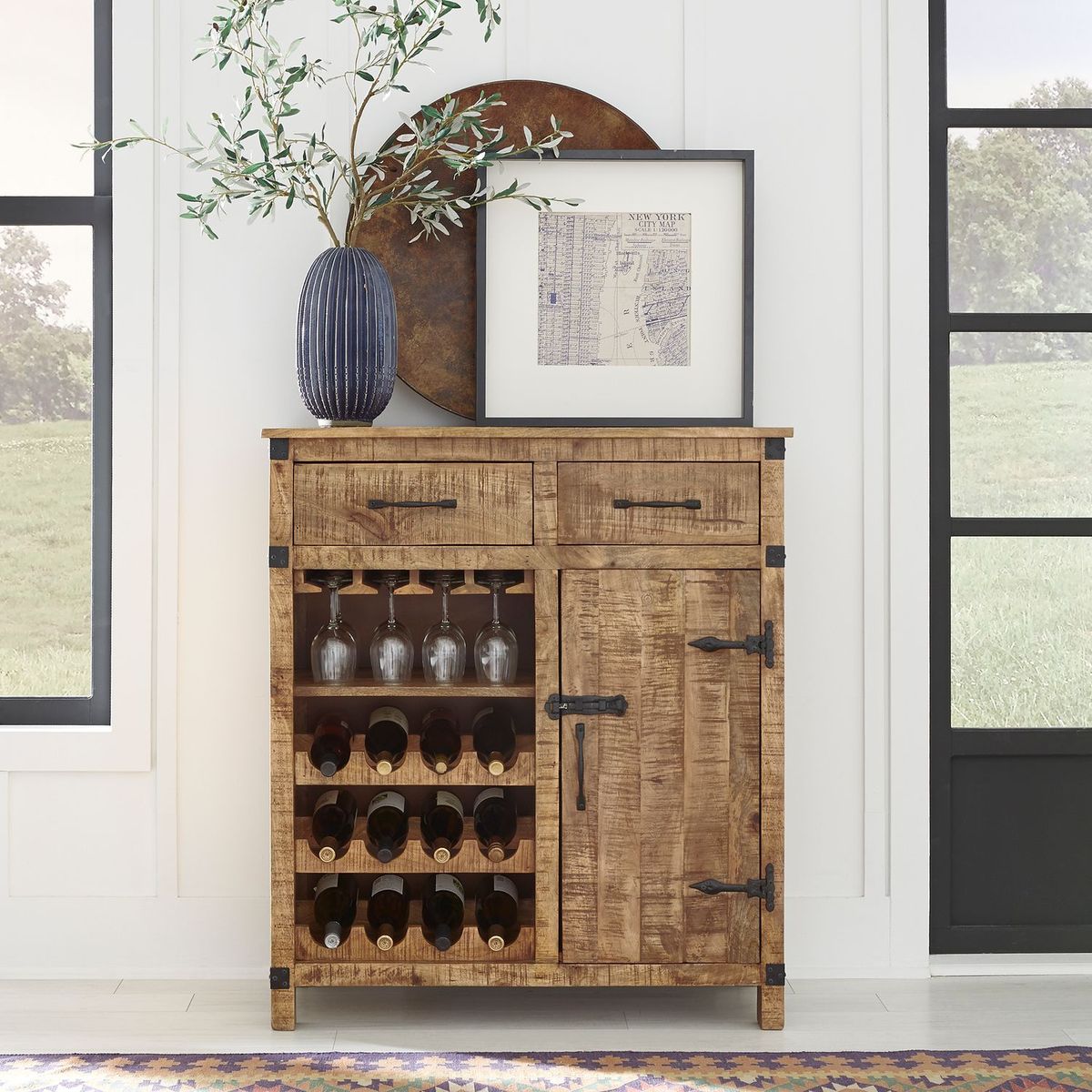 Liberty Furniture Emerson Wine Accent Cabinet in Weathered Honey