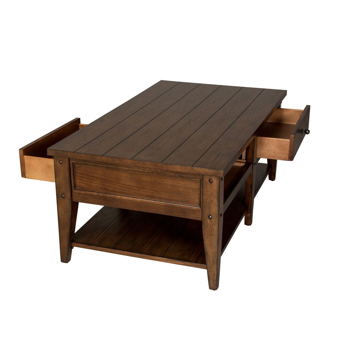 Liberty Furniture Lake House Cocktail Table in Rustic Brown Oak