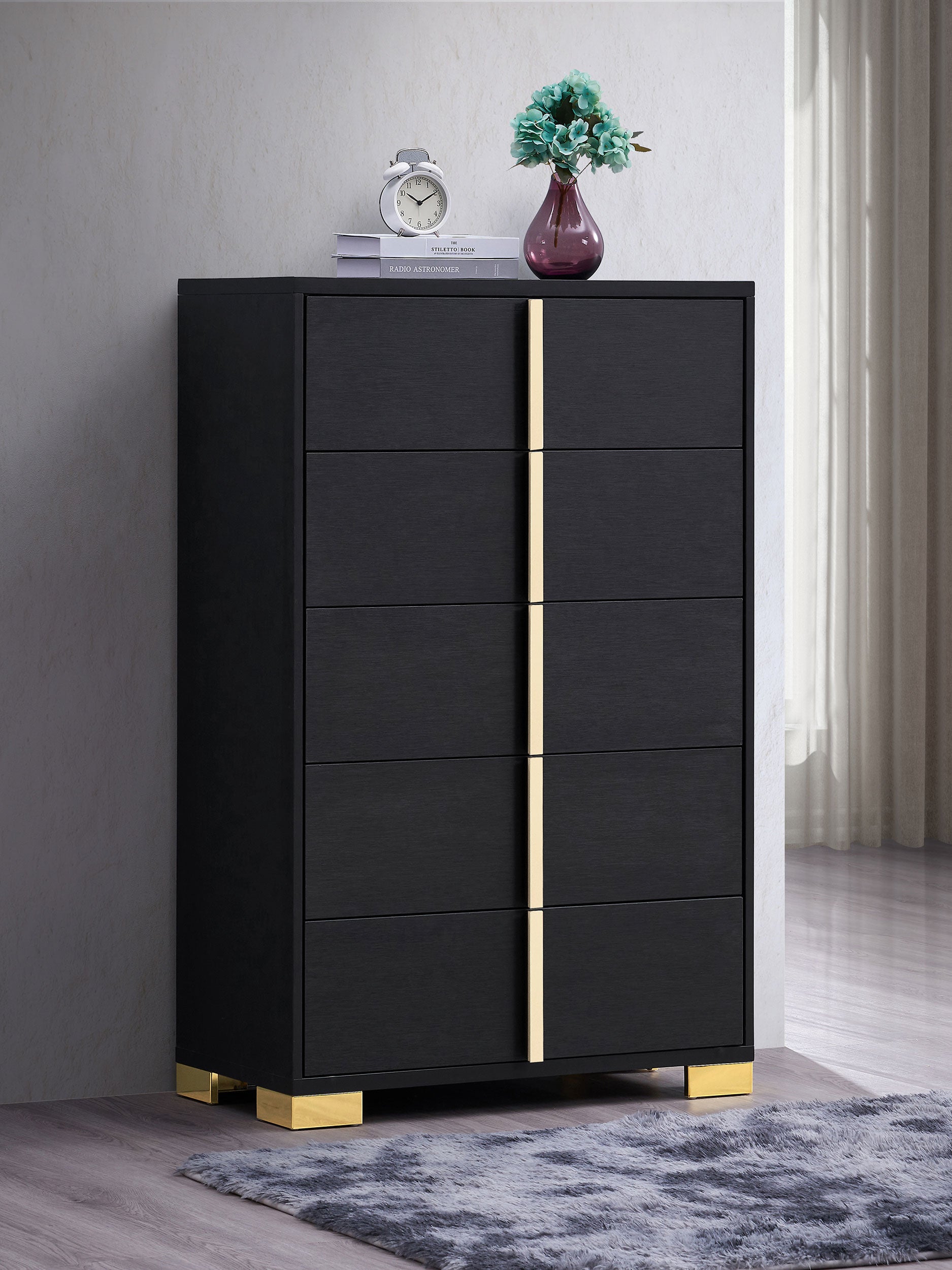 Marceline 5-drawer Chest Black
