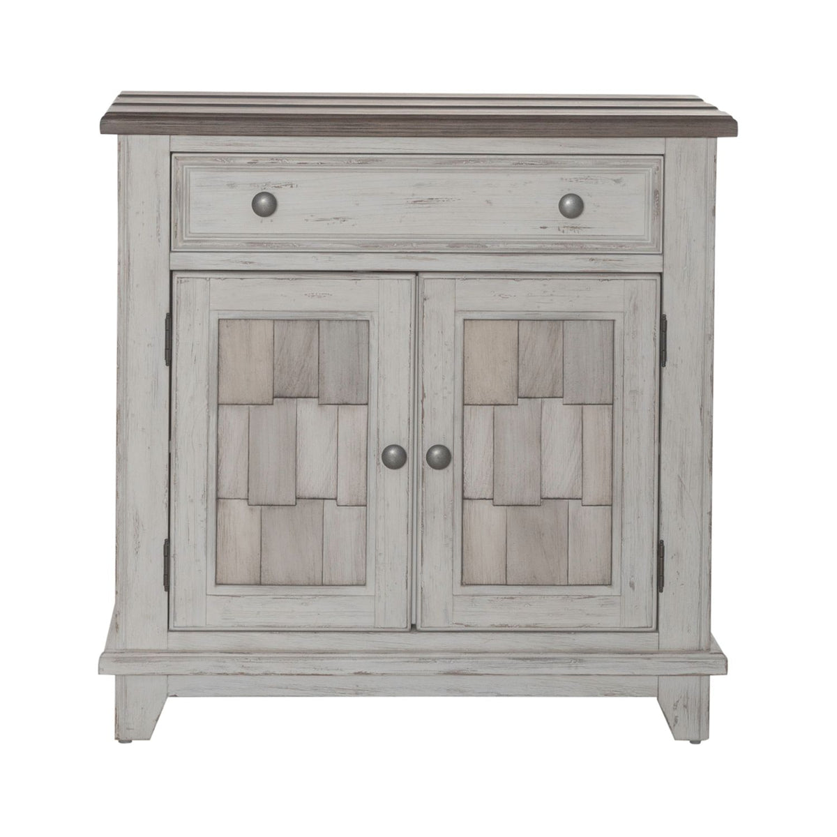 Liberty Furniture River Place Accent Cabinet in Riverstone White & Tobacco EST SHIP TIME APPX 4 WEEKS