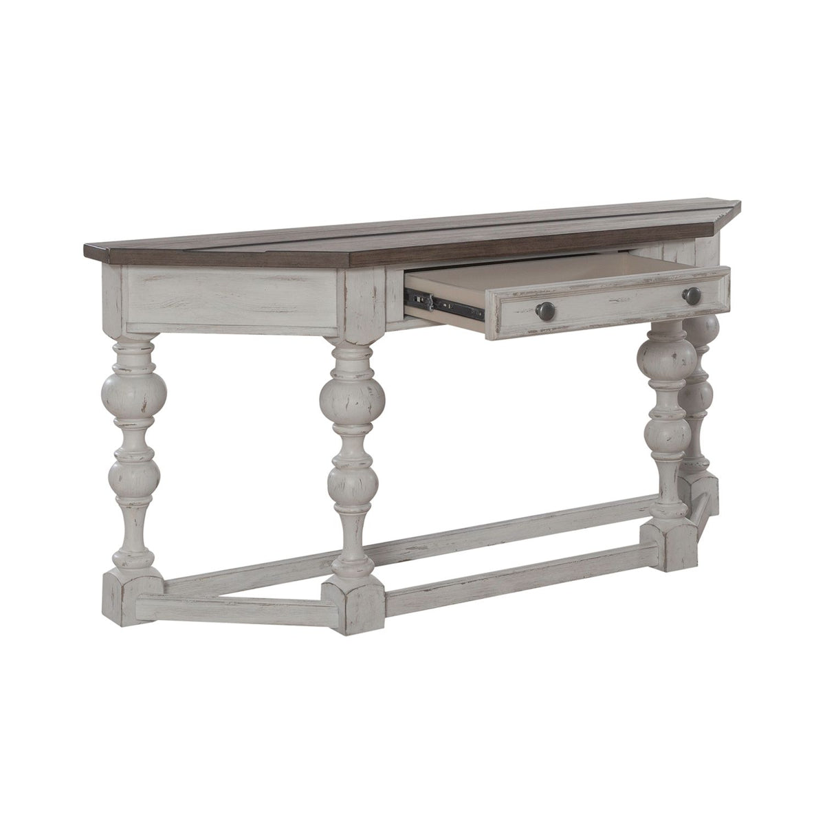 Liberty Furniture River Place Accent Console Table in Riverstone White & Tobacco EST SHIP TIME APPX 4 WEEKS