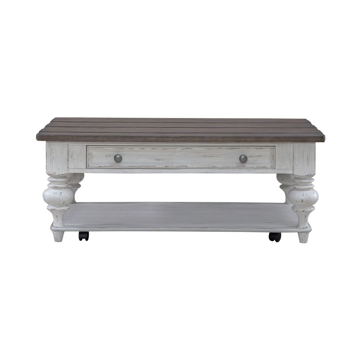 Liberty Furniture River Place Cocktail Table in Riverstone White & Tobacco