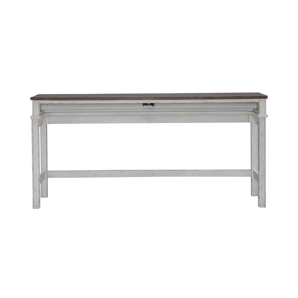 Liberty Furniture River Place Console Bar Table in Riverstone White & Tobacco