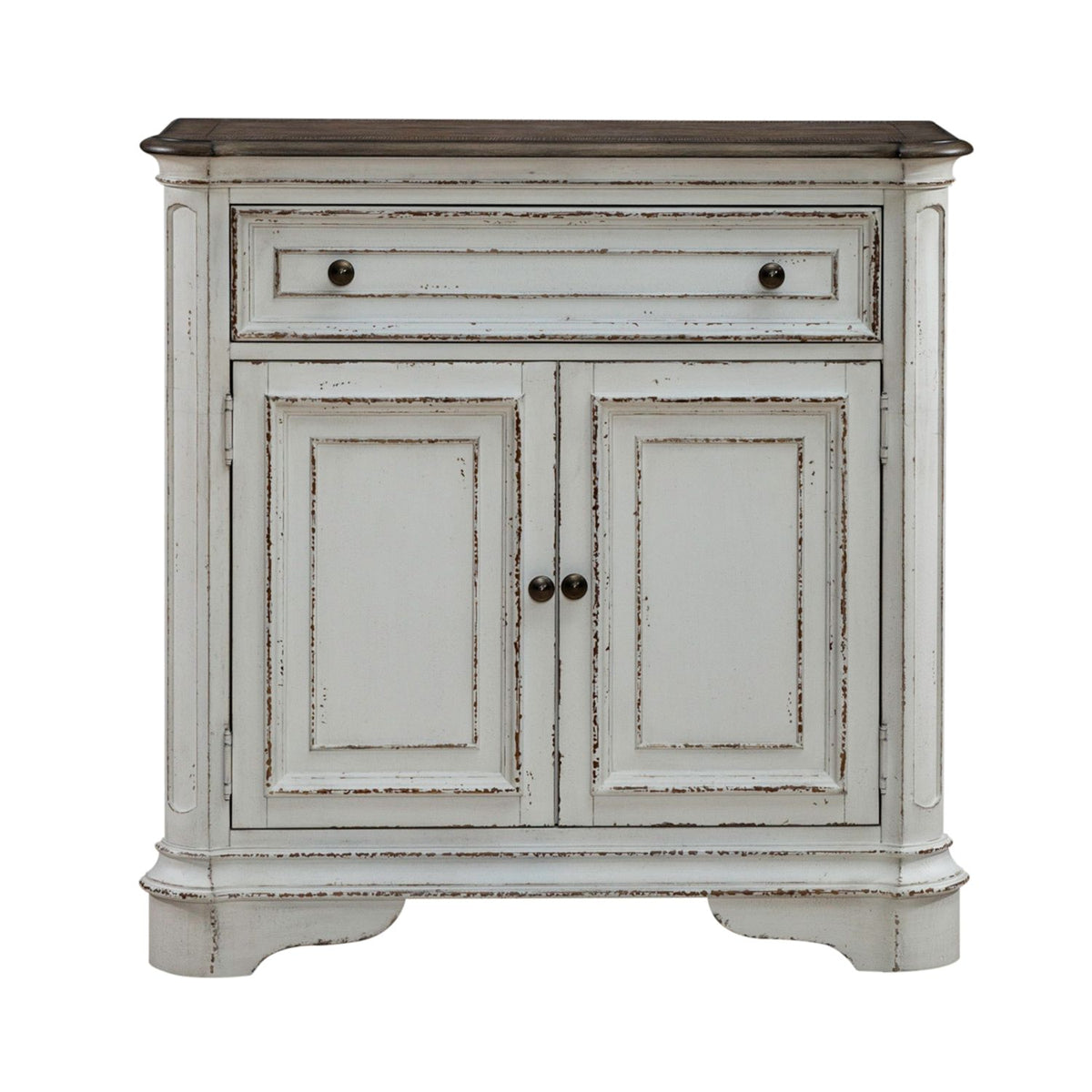 Liberty Furniture Magnolia Manor Accent Cabinet in Antique White & Weathered Bark EST SHIP TIME APPX 4 WEEKS
