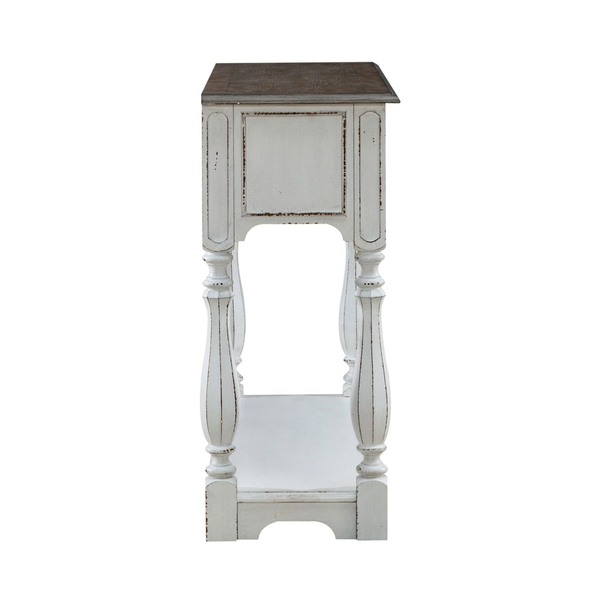 Liberty Furniture Magnolia Manor Hall Console in Antique White & Weathered Bark EST SHIP TIME APPX 4 WEEKS