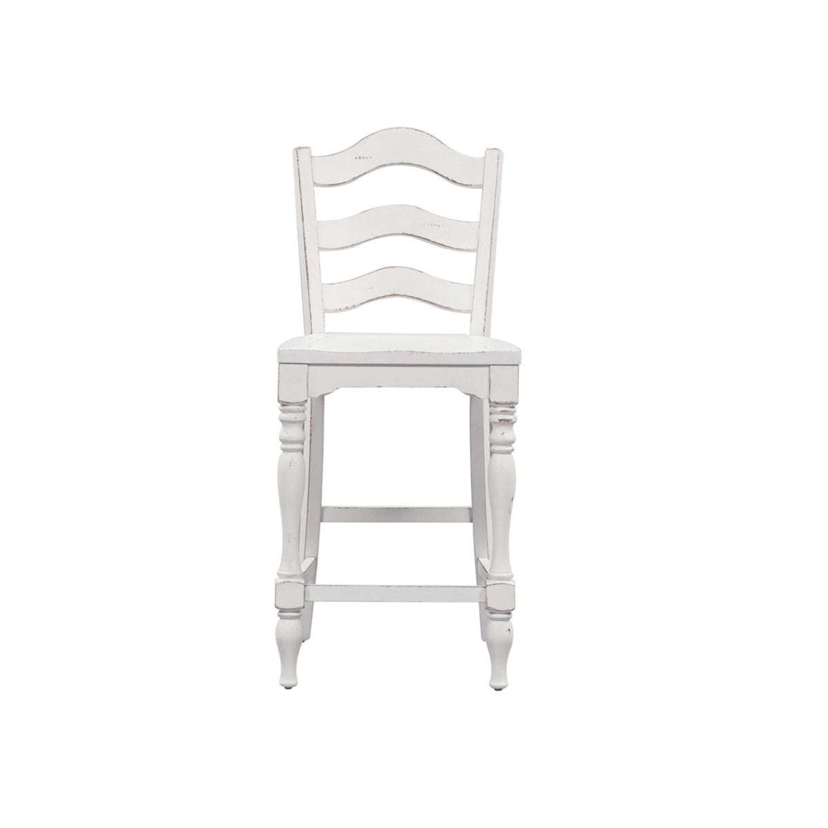 Liberty Furniture Magnolia Manor Ladder Back Counter Chair (Set of 2) in Antique White & Weathered Bark