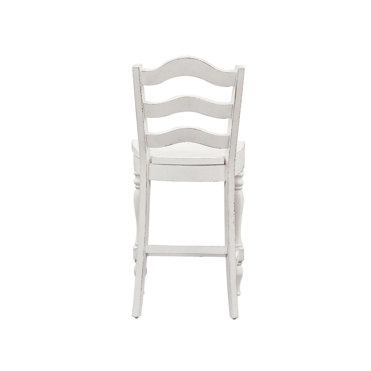 Liberty Furniture Magnolia Manor Ladder Back Counter Chair (Set of 2) in Antique White & Weathered Bark