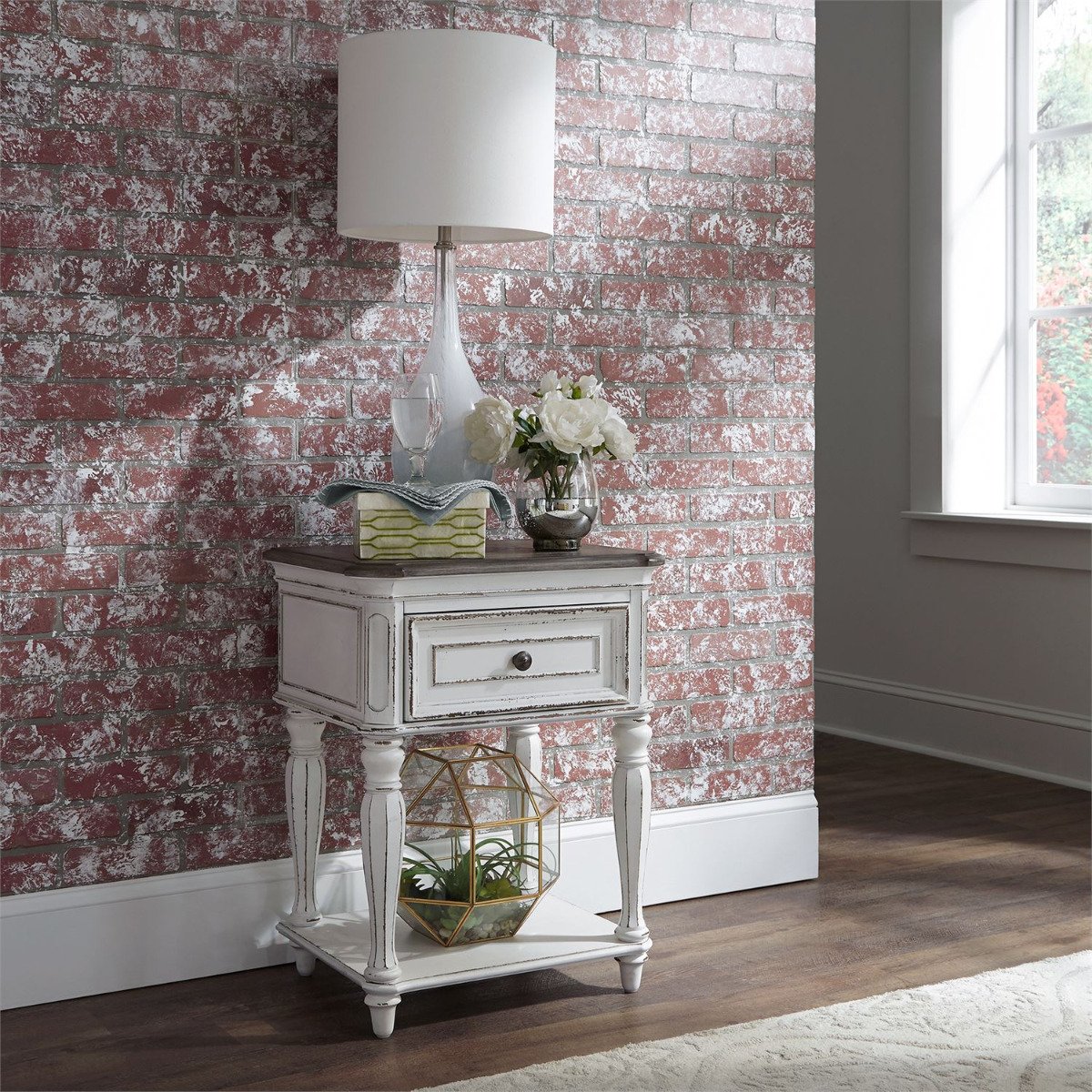 Liberty Magnolia Manor Leg Nightstand in Antique White