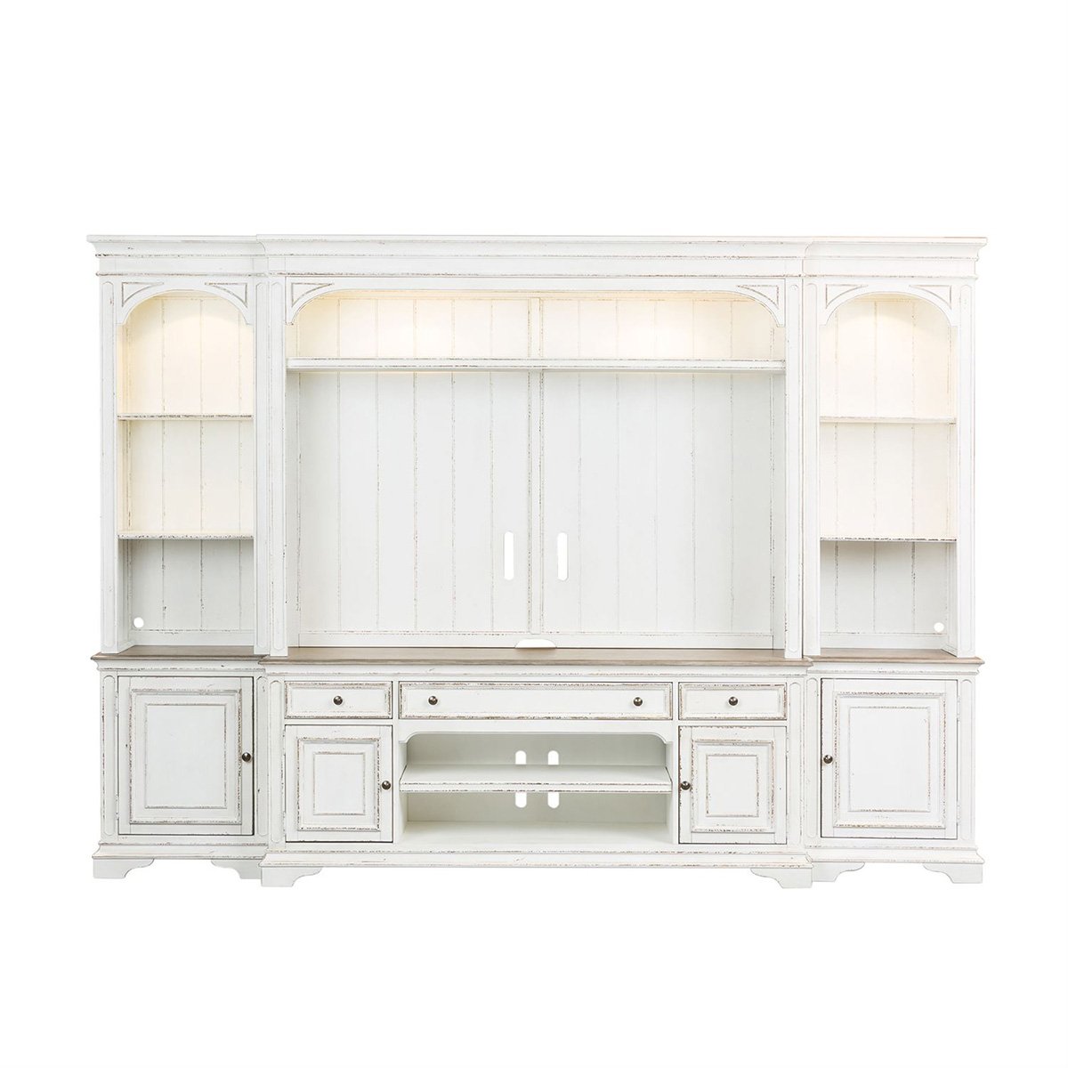 Liberty Magnolia Manor Entertainment Center with Piers in Antique White