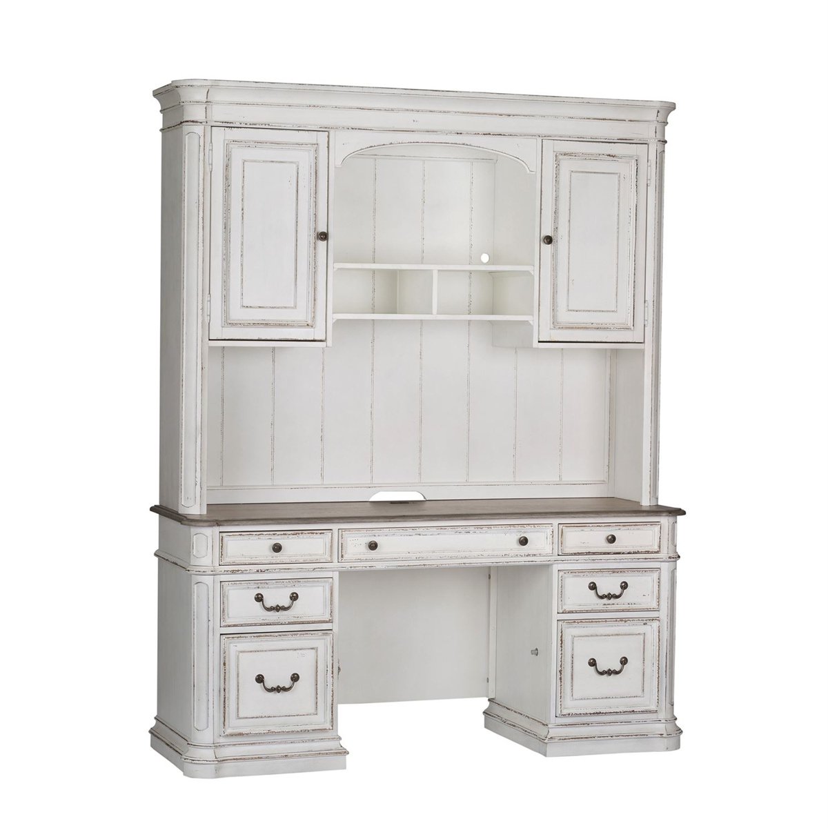 Liberty Magnolia Manor Credenza with Hutch in Antique White 244-HOJ-CHS image
