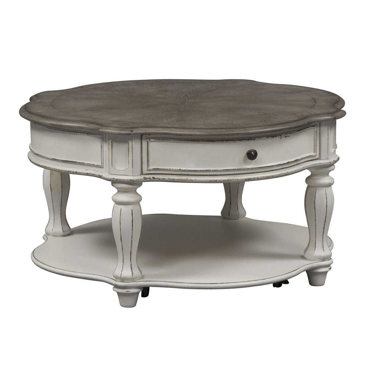 Liberty Magnolia Manor Round Cocktail Table in Antique White