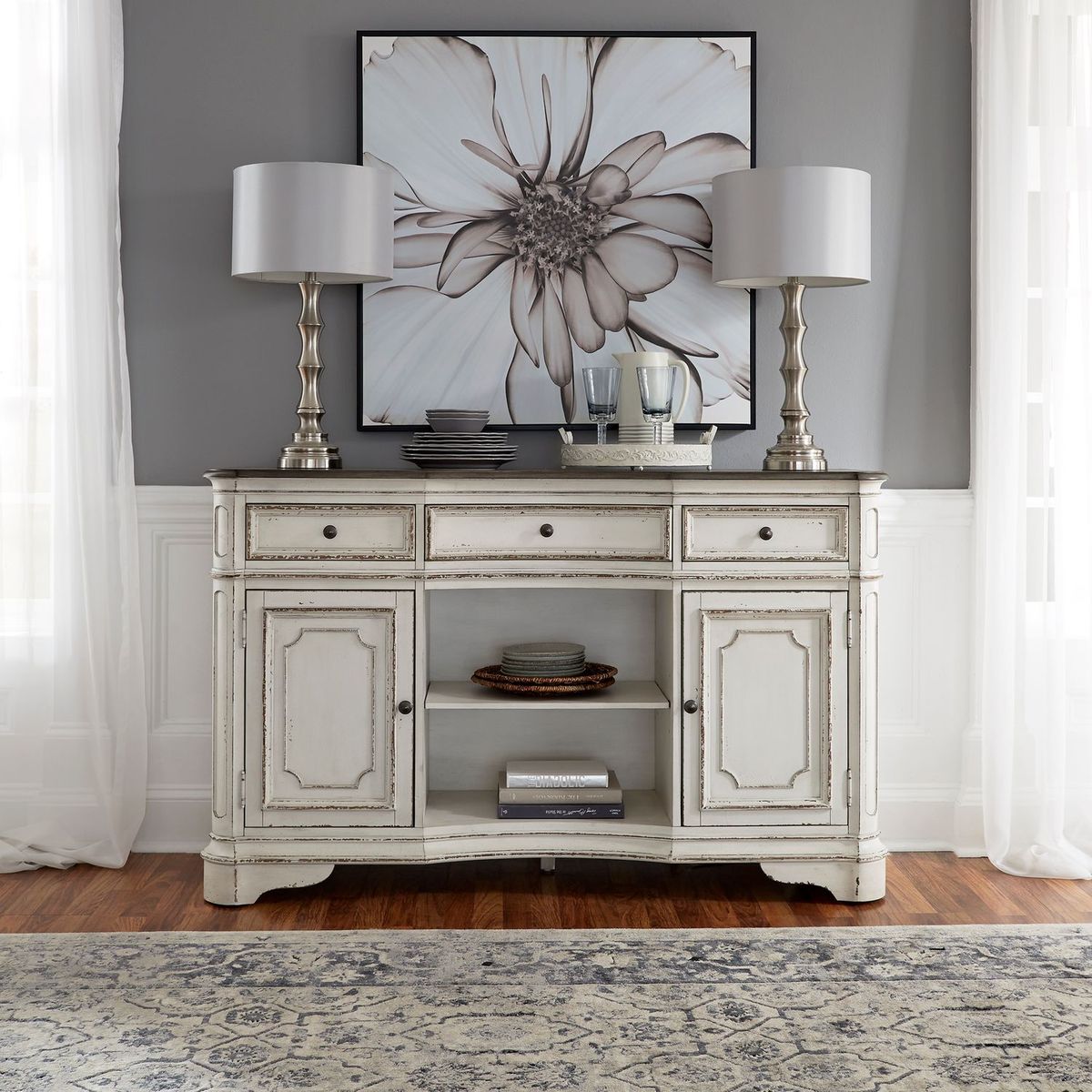 Liberty Furniture Magnolia Manor Server in Antique White