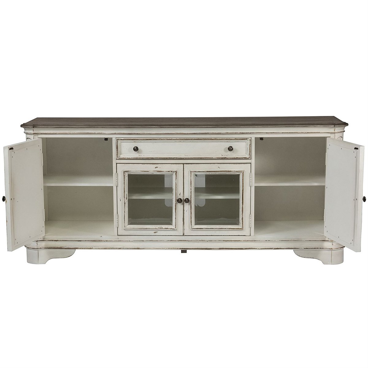 Liberty Magnolia Manor Entertainment TV Stand w/Hutch in Antique White