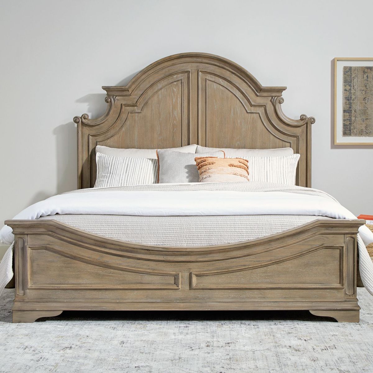 Liberty Furniture Magnolia Manor II King Panel Bed in Weathered Bisque image