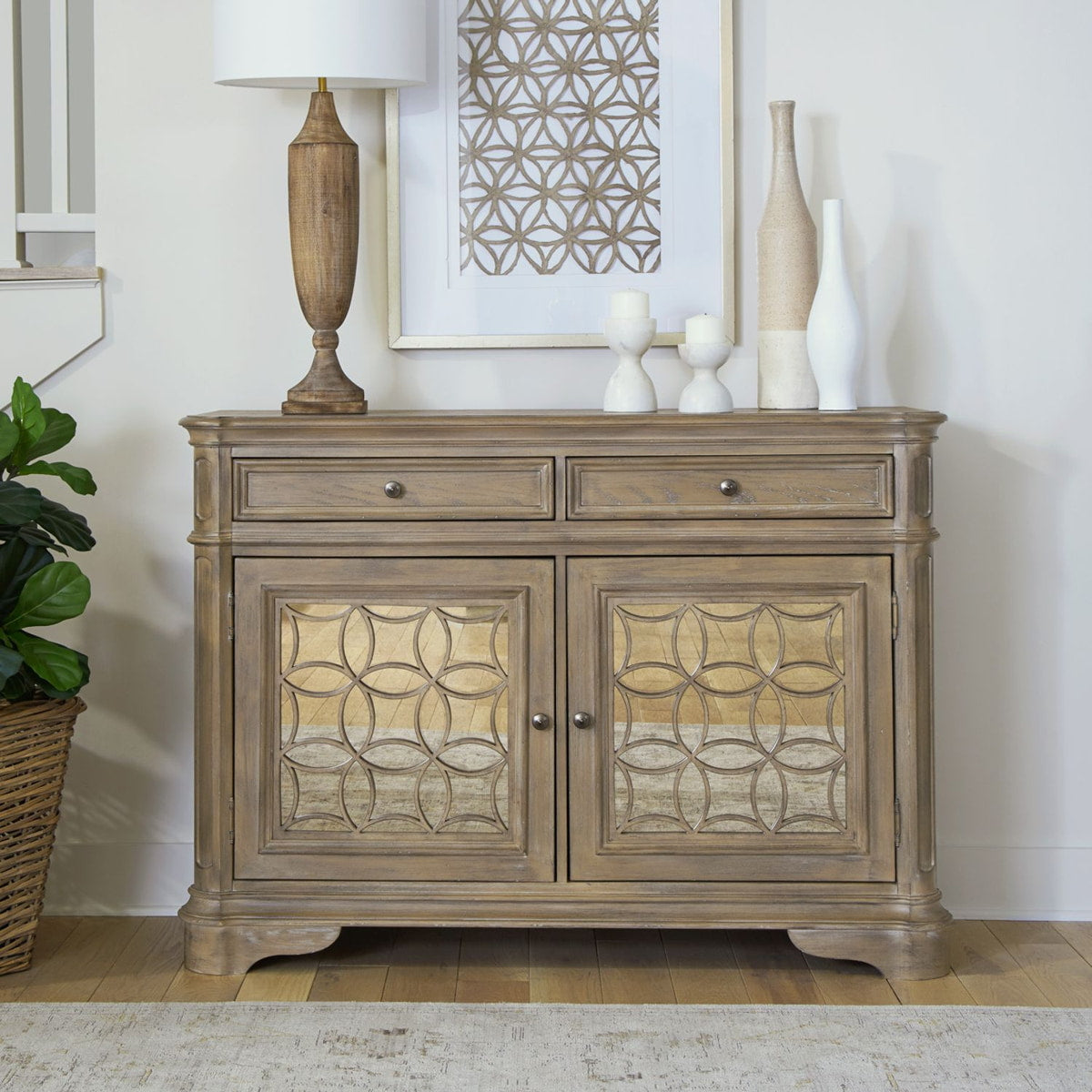 Liberty Furniture Magnolia Manor Buffet in Weathered Bisque