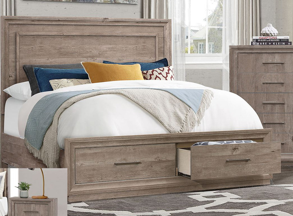 Liberty Furniture Horizons King Panel Storage Bed with HB Lights in Graystone