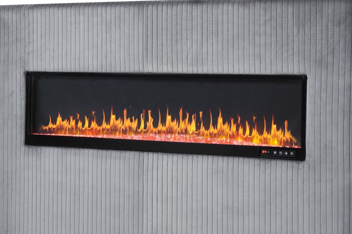 Galaxy Home Lizelle Queen Bed in with Ambient Lighting in Gray image