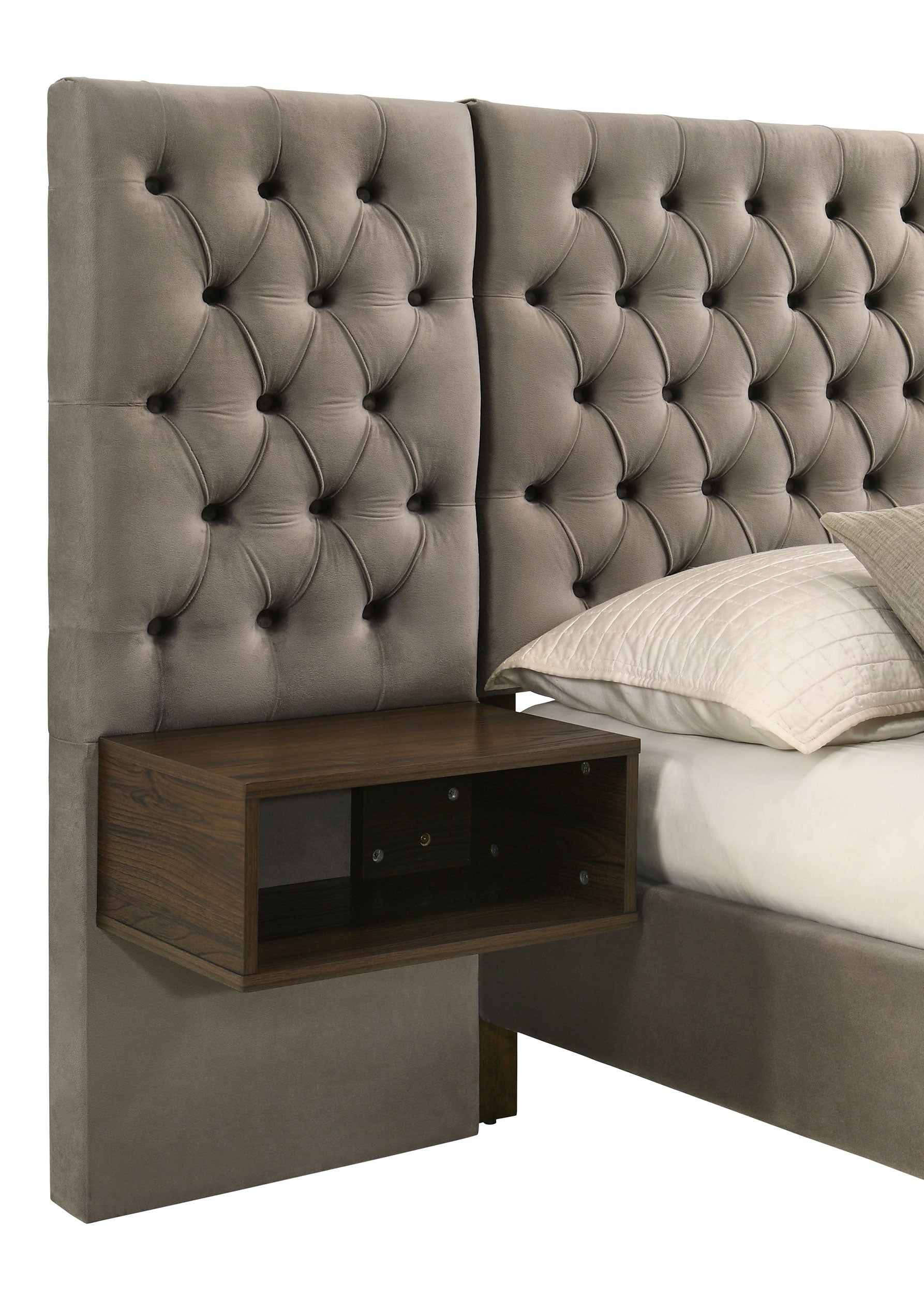 Marley Wall Panel Platform Bed with Attached Nightstands