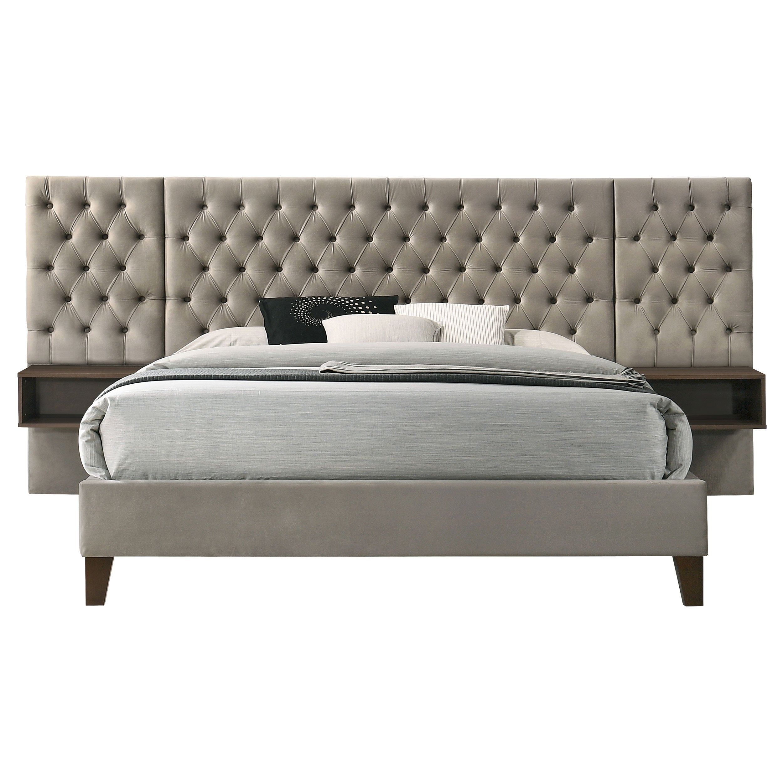 Marley Wall Panel Platform Bed with Attached Nightstands