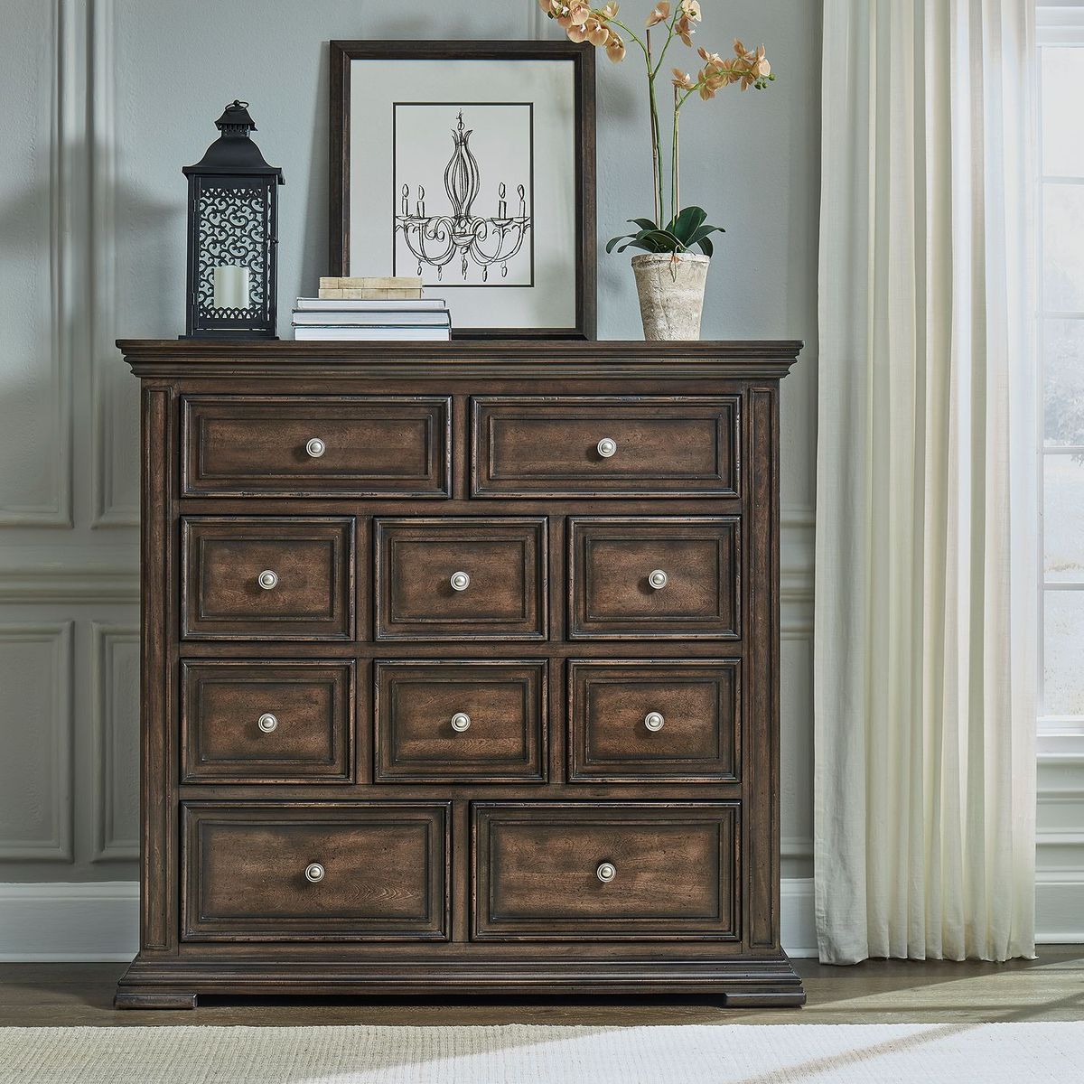 Liberty Furniture Big Valley 10 Drawer Chesser in Brownstone