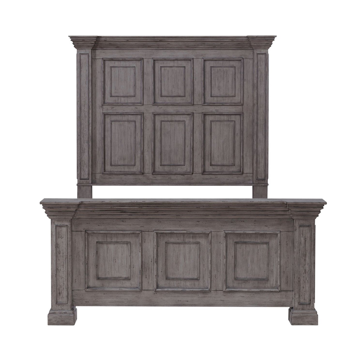 Liberty Furniture Big Valley King Mansion Panel Bed in Graystone