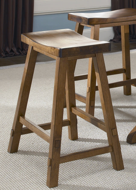 Liberty Furniture Creations II 24 Inch Sawhorse Barstool in Tobacco Finish (Set of 2)