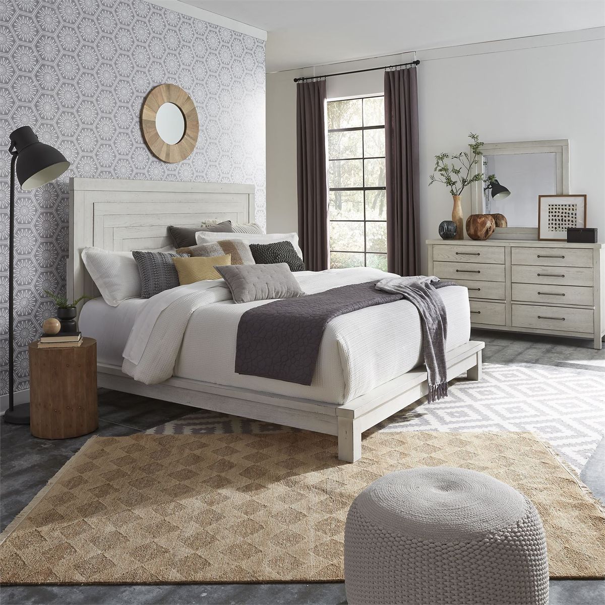 Liberty Modern Farmhouse King Platform Bed in White