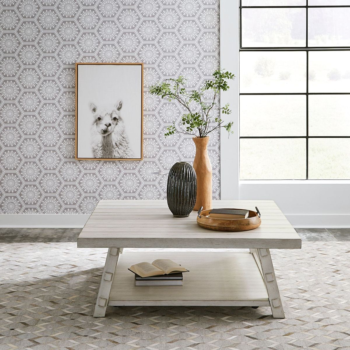 Liberty Furniture Modern Farmhouse Cocktail Table in White