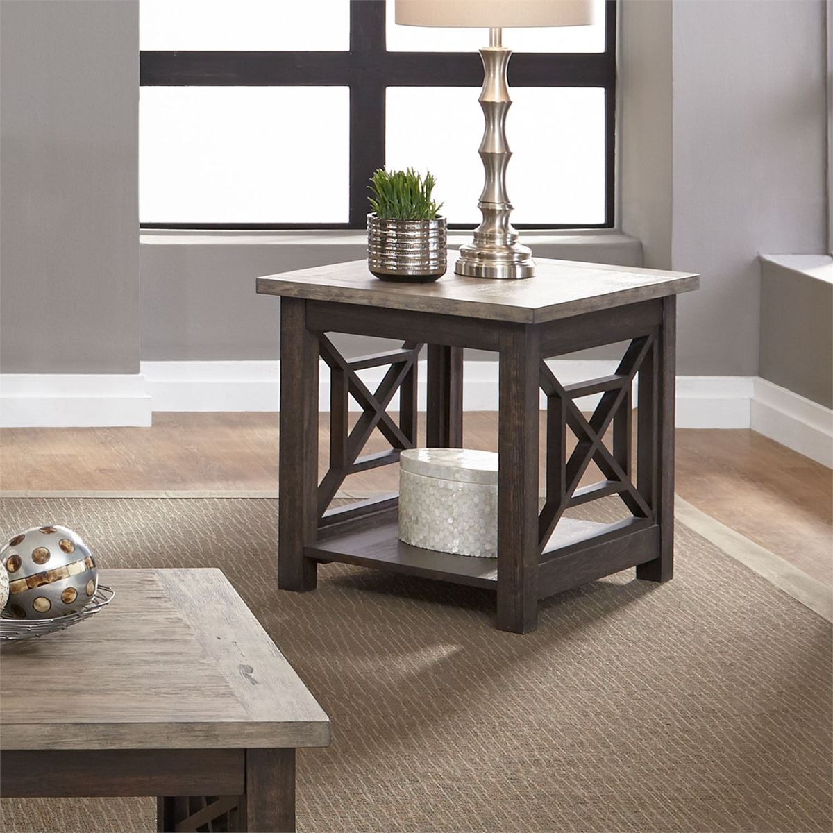 Liberty Heatherbrook End Table in Charcoal and Ash