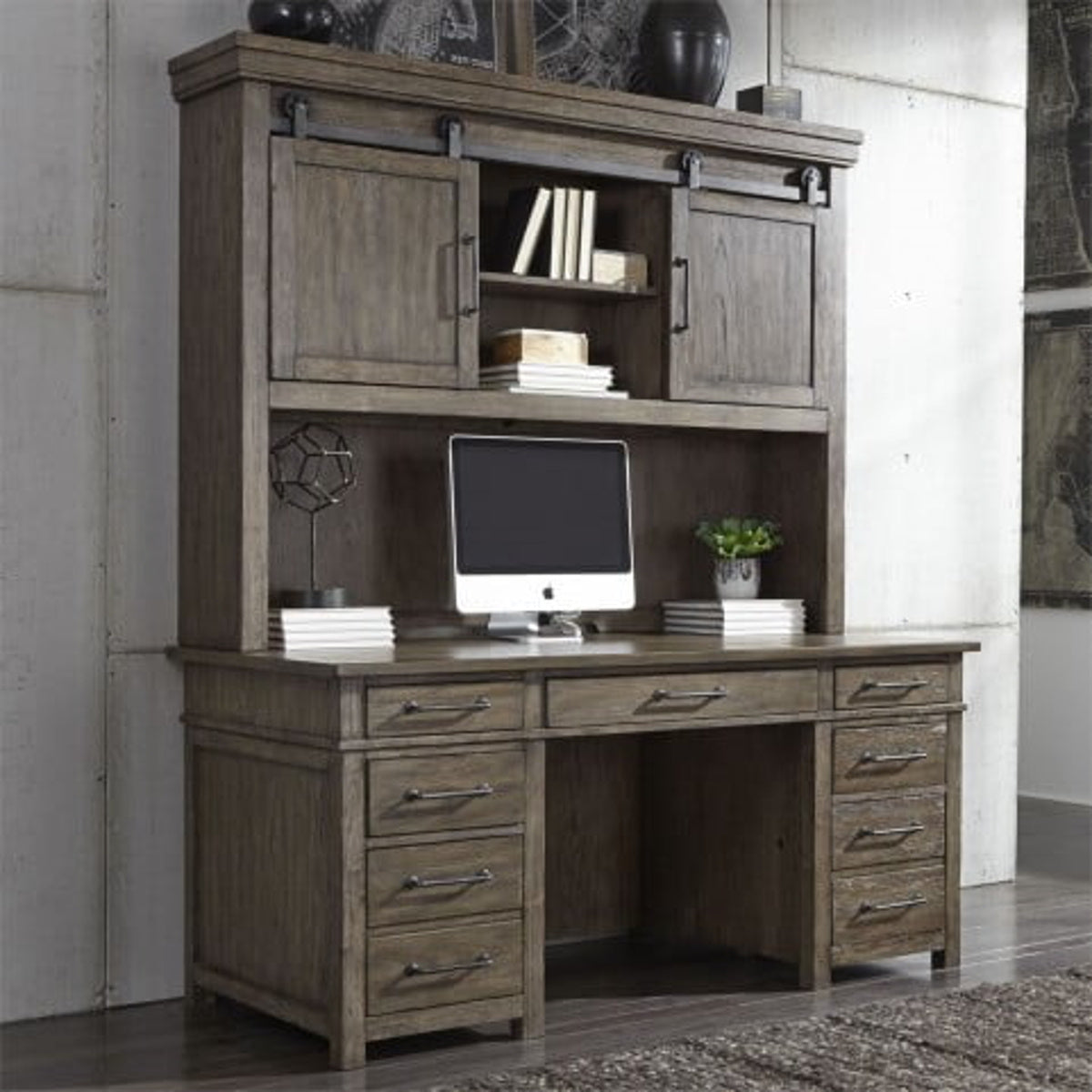 Liberty Sonoma Road Desk/Credenza in Weather Beaten Bark