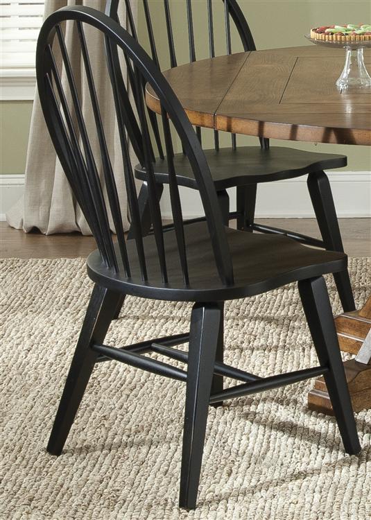 Liberty Furniture Hearthstone Windsor Back Side Chair in Black (Set of 2)