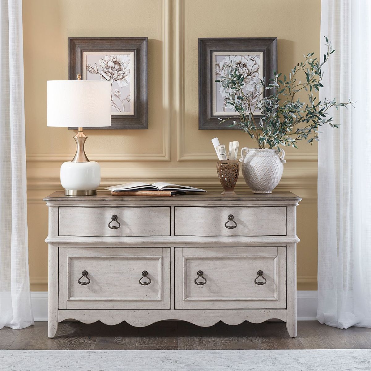 Liberty Chesapeake Credenza in Wirebrushed Antique White