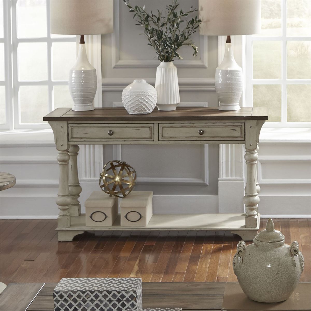Liberty Morgan Creek Sofa Table in Antique White