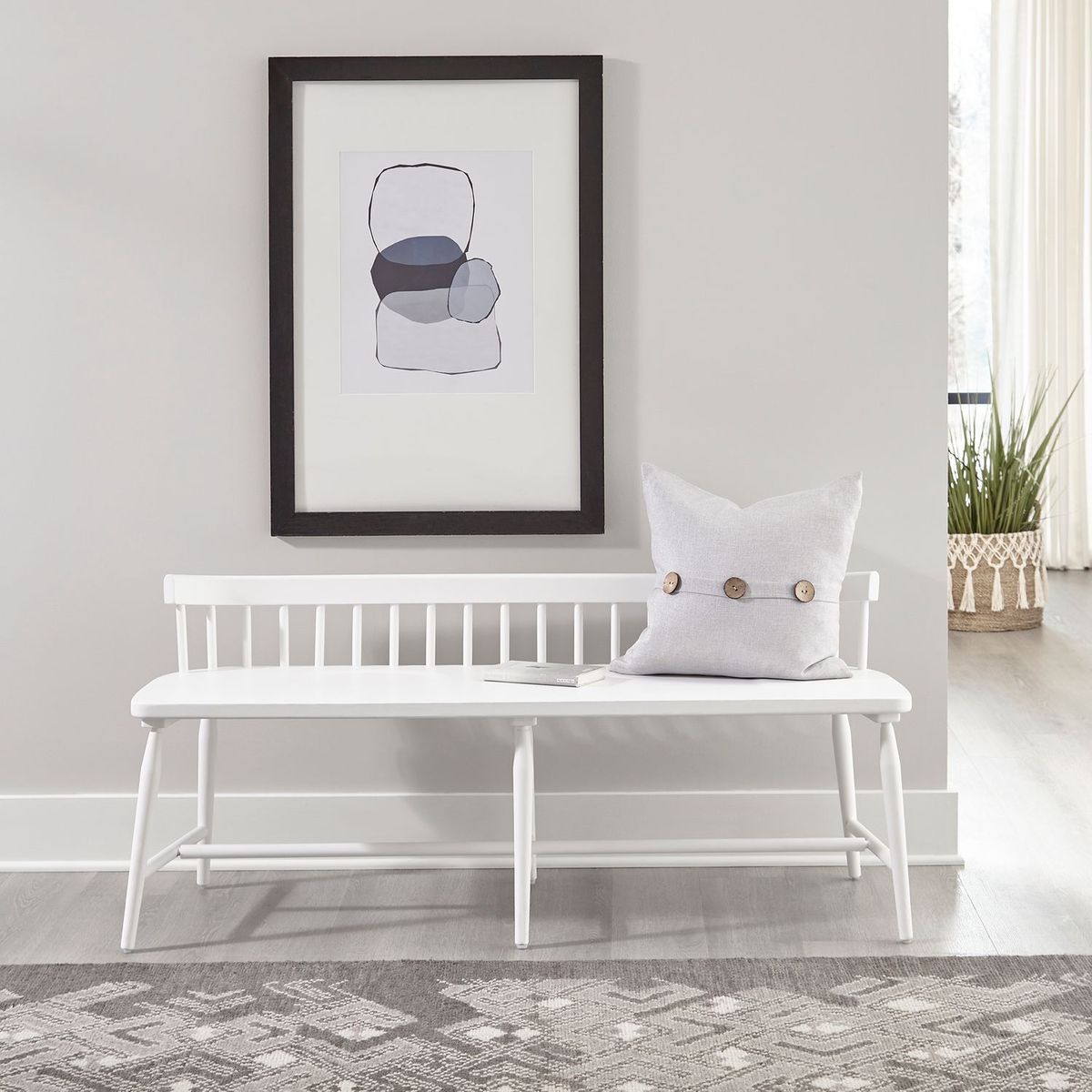 Liberty Furniture Palmetto Heights Low Back Spindle Bench in Two-Tone