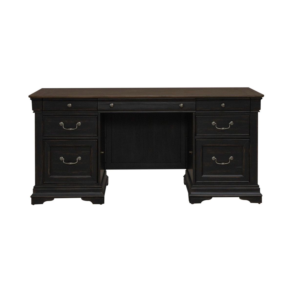 Liberty Furniture Meritage Junior Executive Desk in Aged Charcoal w/ Rub Thru/Caramel image