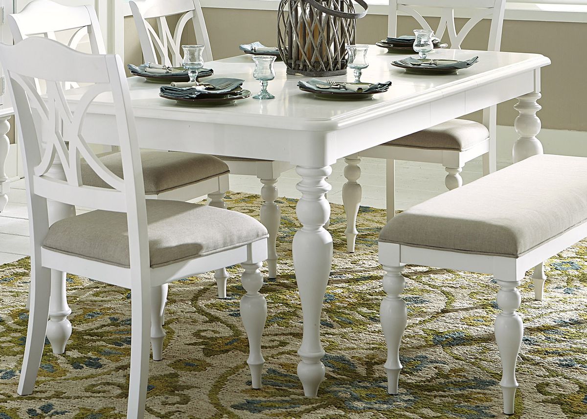 Liberty Furniture Summer House Rectangular Leg Table in Oyster White