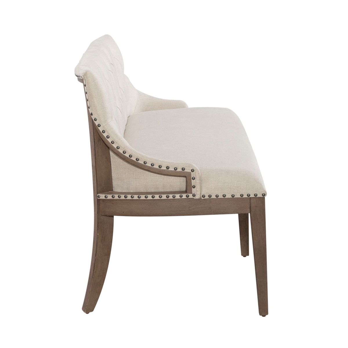 Liberty Furniture Americana Farmhouse Uph Shelter Dining Bench in Dusty Taupe & Black