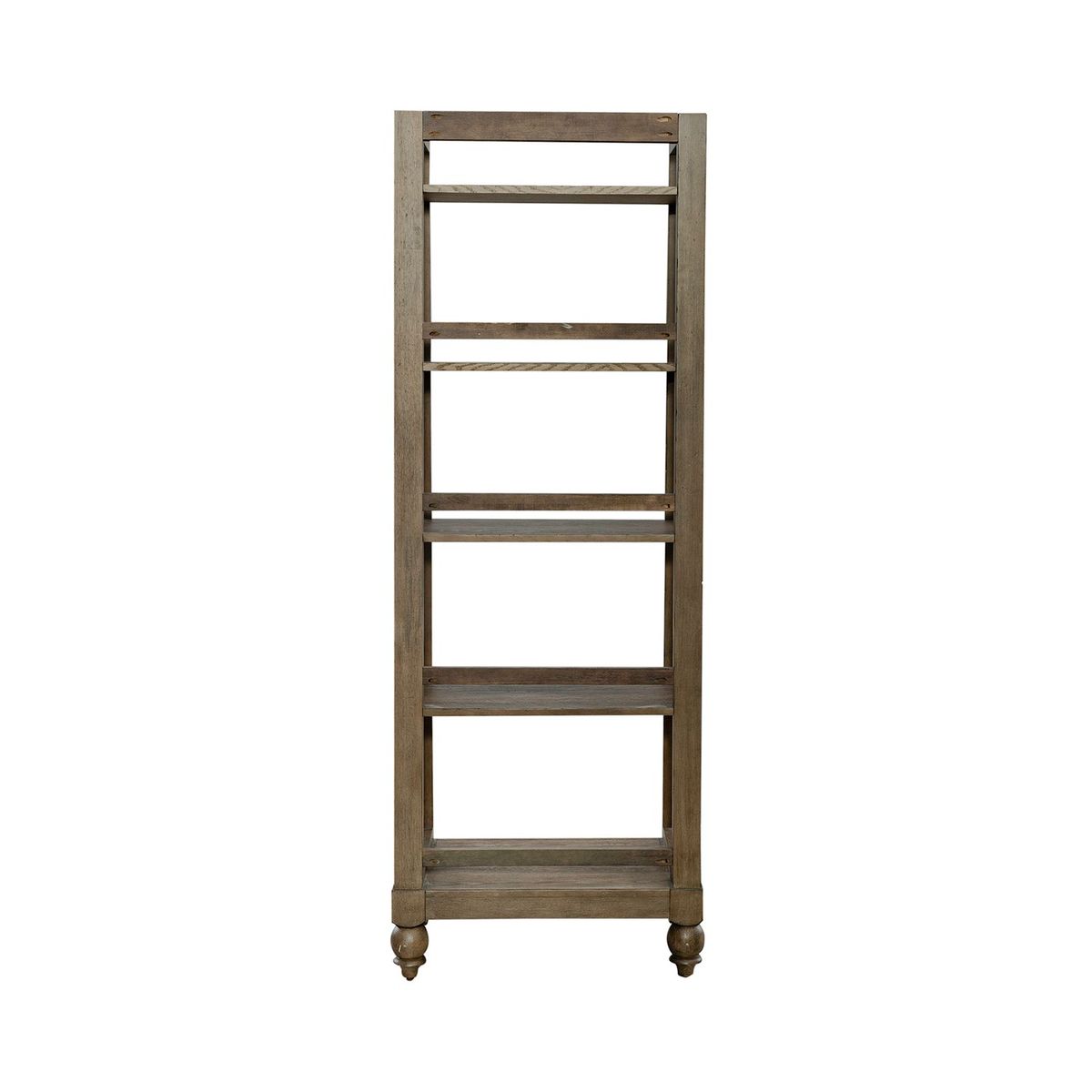 Liberty Furniture Americana Farmhouse Leaning Pier Bookcase in Dusty Taupe