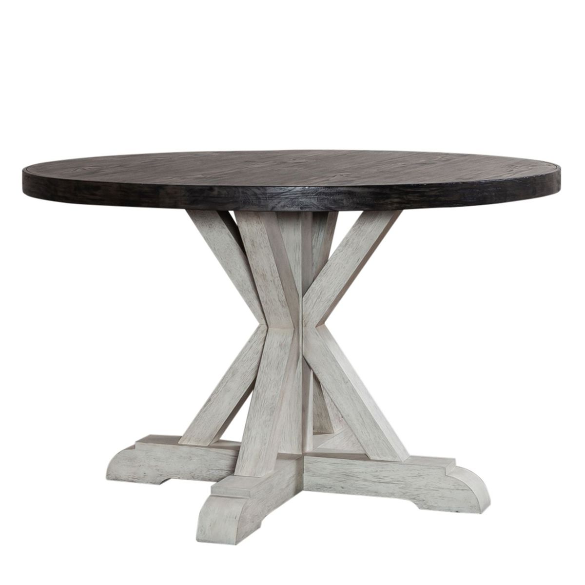 Liberty Furniture Willowrun Round Single Pedestal Table in Rustic White